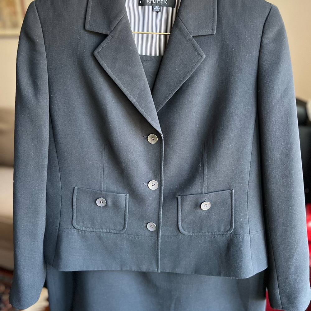 🧑‍💼Kasper Tailored 2-piece Suit | Black Blazer and Skirt | Ladies 14P